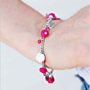 Paparazzi “Spoken For” Pink With Roses and Beads Charms Bracelet